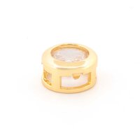 Schiebeperle mit Zirkonia, Messing 14K vergoldet, 9 mm, 1...