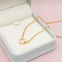 Schiebeperle mit Zirkonia, Messing 14K vergoldet, 9 mm, 1...