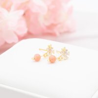 Ohrstecker Blume Messing mit Zirkonia und Öse 7mm...