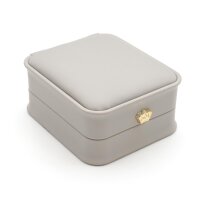 Exklusive Schmuckbox Hellgrau Kunstleder 8x7x4 cm - Etui...