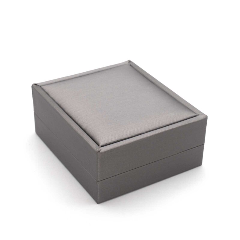 Edle Schmuckschachtel 8,5 x 7,5 x 3,5 cm in Grau mit Samteinlage und Klappdeckel