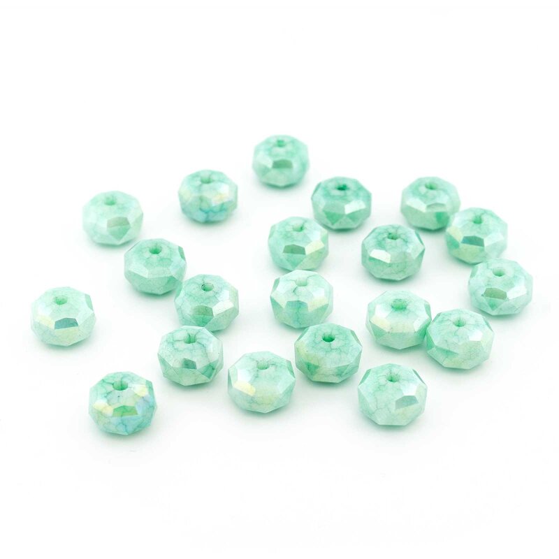 Facettierte Glasperlen im Edelstein-Look Mintgrün - 8x5 mm Rondelle - 20 Stück