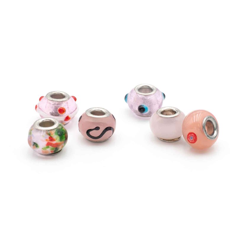 Lampworkperlen Mystery Bag Glasperlen Mix mit Metallkern für Bettelarmbänder 6 Stück