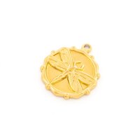 Anhänger Libelle 304 Edelstahl goldfarben 18K Gold...