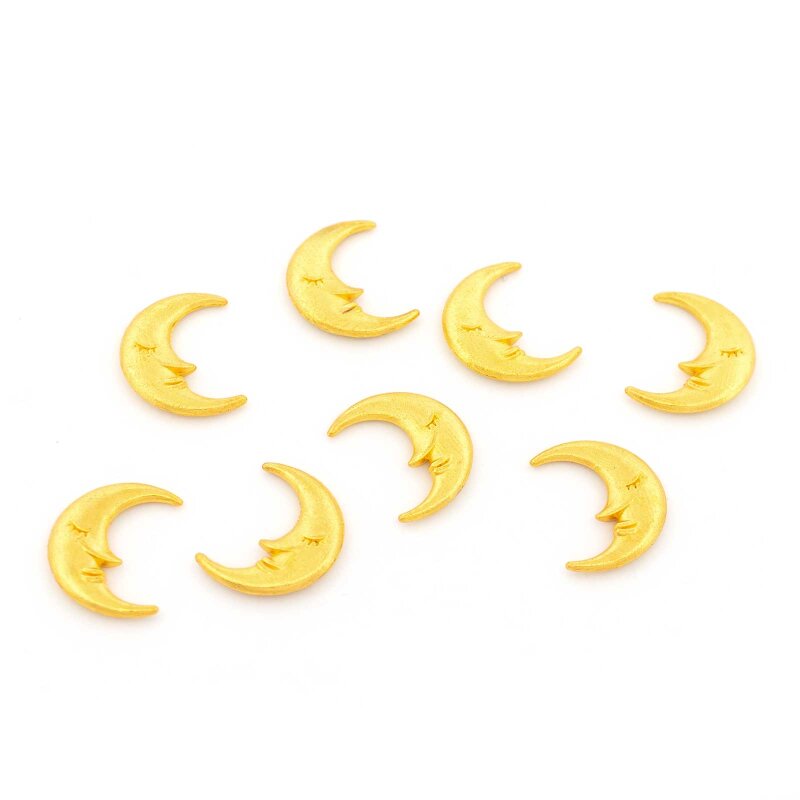 Mond Einleger beidseitig 12 mm goldfarben für Glasmedaillons & Floating Charms, 8 Stück