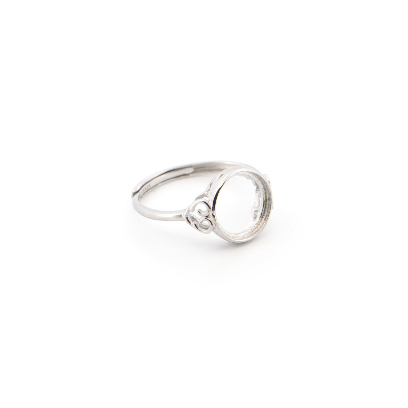 Ringrohling verstellbar aus 925 Sterling Silber mit 9,2mm Fassung Platin beschichtet