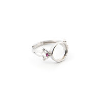 Ring 925 Sterling Silber verstellbar mit 10 mm Fassung...