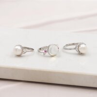 Ring 925 Sterling Silber verstellbar mit 10 mm Fassung...