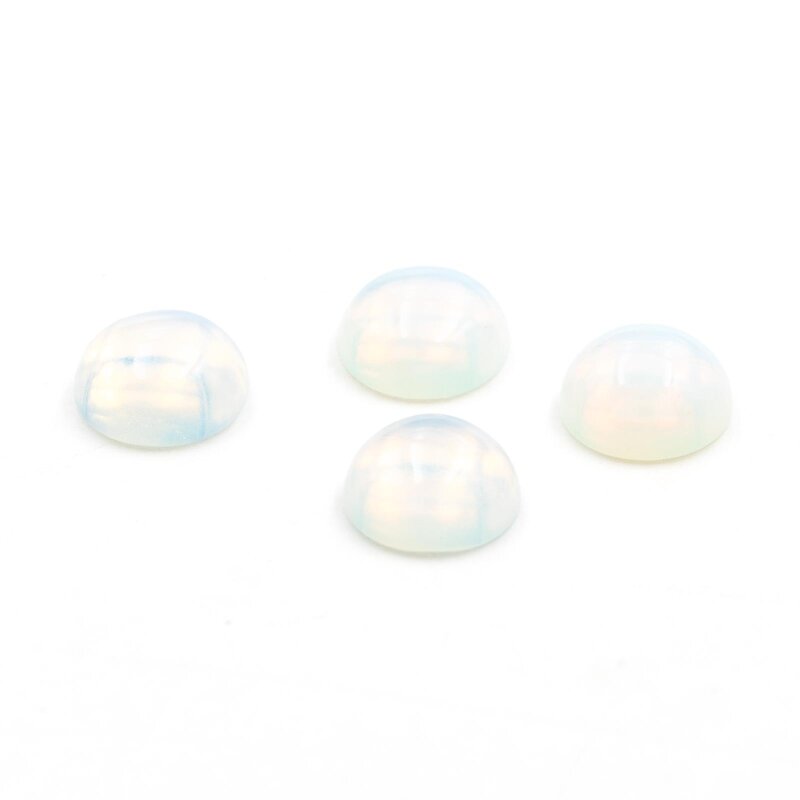 Opalith Cabochon Set 10mm Glasstein Synthetisch Weiß-Blau Transluzent 4 Stück