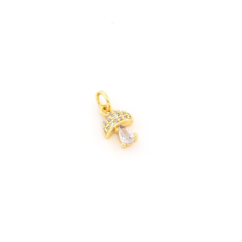 Pilz Anhänger Messing 18K vergoldet mit klarem Zirkonia 11,6 x 7,6 mm 1 Stück