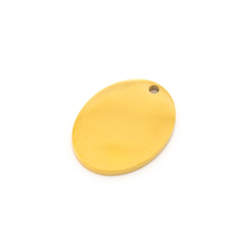 Gravurrohling ovaler Anhänger gold 20x15 mm aus 304 Edelstahl vakuumbeschichtet