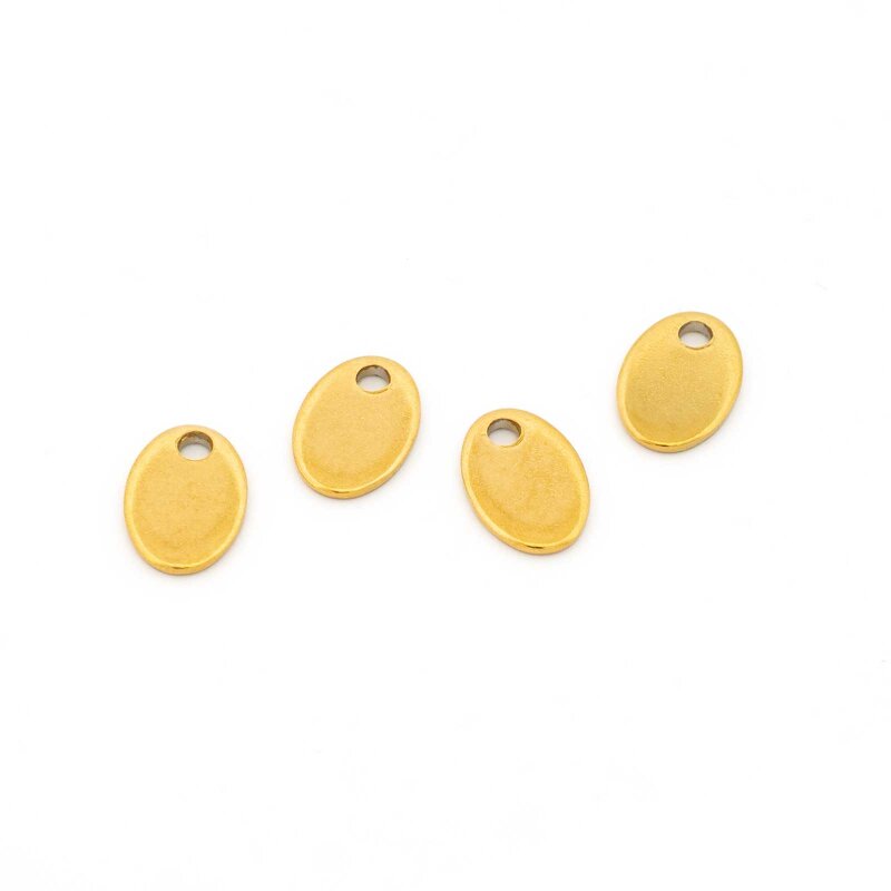 Gravurrohling ovaler Anhänger 9x6 mm 18K Gold plattiert 304 Edelstahl IP-Beschichtung 4 Stück