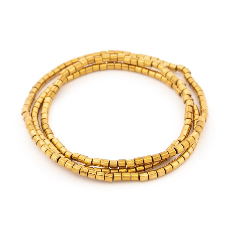 synthetische Hämatitperlen 2x2 mm 18K vergoldet 1 Strang (ca. 194 Stück)