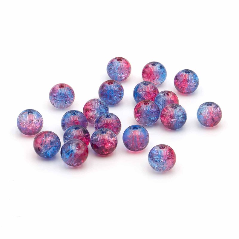 Crackleglasperlen 8 mm in Blau und Pink 20 Stück