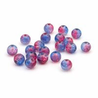 Crackleglasperlen 8 mm in Blau und Pink 20 Stück