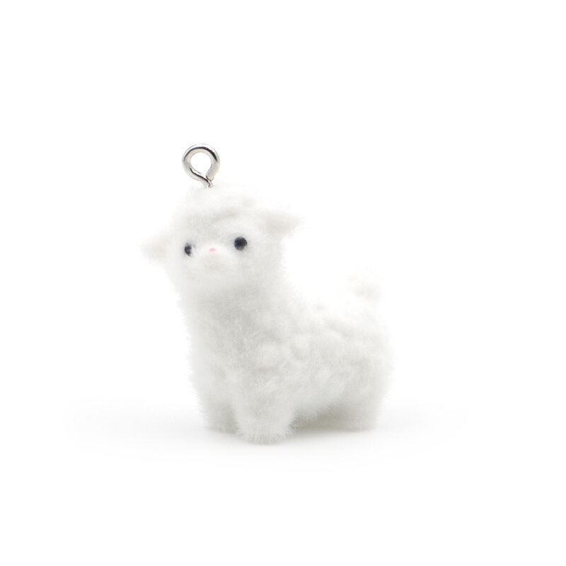 Lamm-Anhänger Resin mit Samt-Finish in Weiß 29 mm Tierfigur Charm 1 Stück