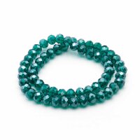 Glasschliffperlen Rondell Petrol 8x6mm facettierte...
