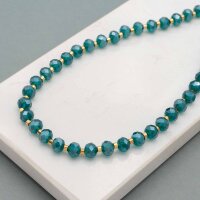 Glasschliffperlen Rondell Petrol 8x6mm facettierte...