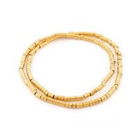 Hämatitperlen 3 x 2 mm mit 24K Goldbeschichtung 1...