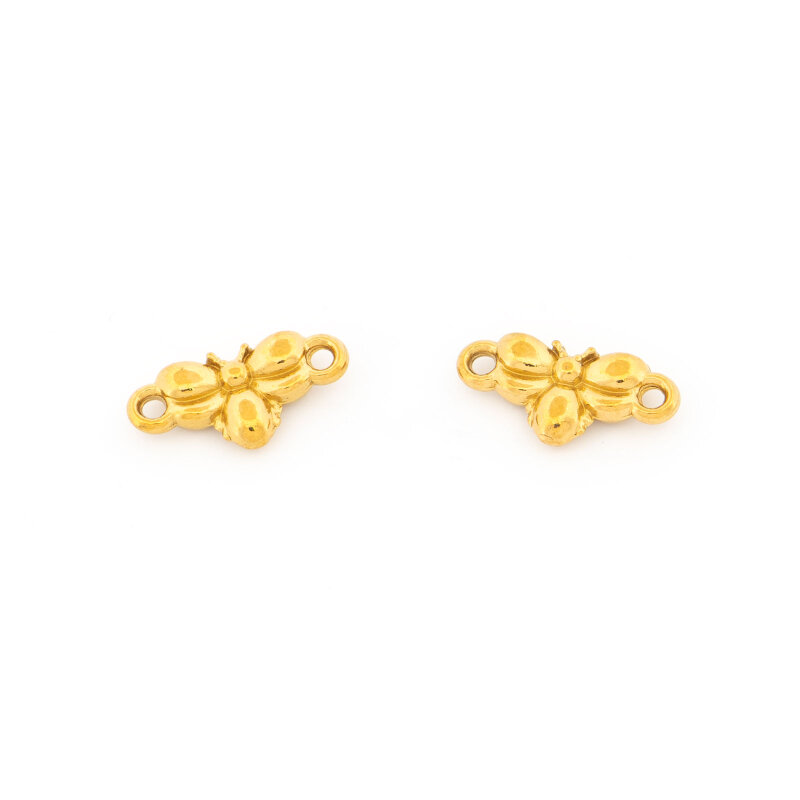 Biene Verbinder Edelstahl IP-beschichtet 18K vergoldet 10mm 2 Stück