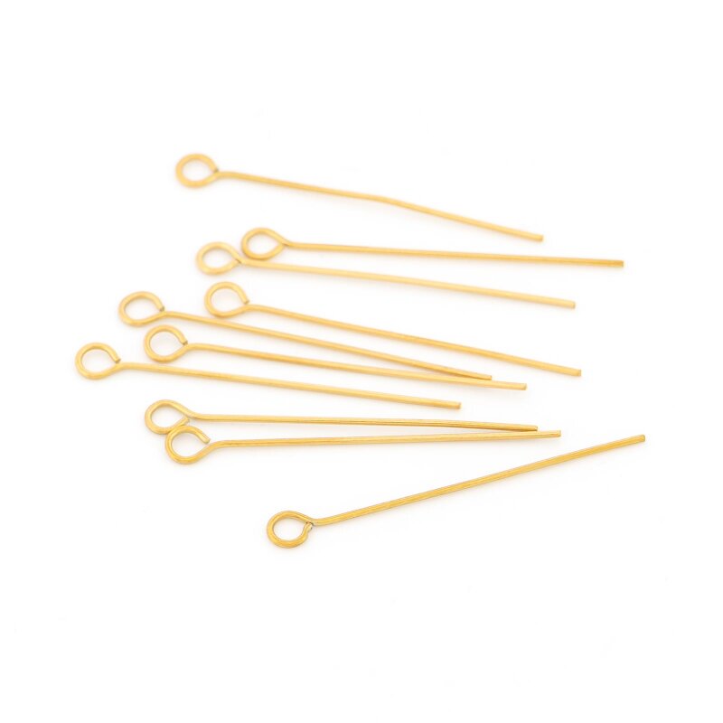 Ösenstifte 304 Edelstahl 40mm Gold ionenbeschichtet - 10 Stück