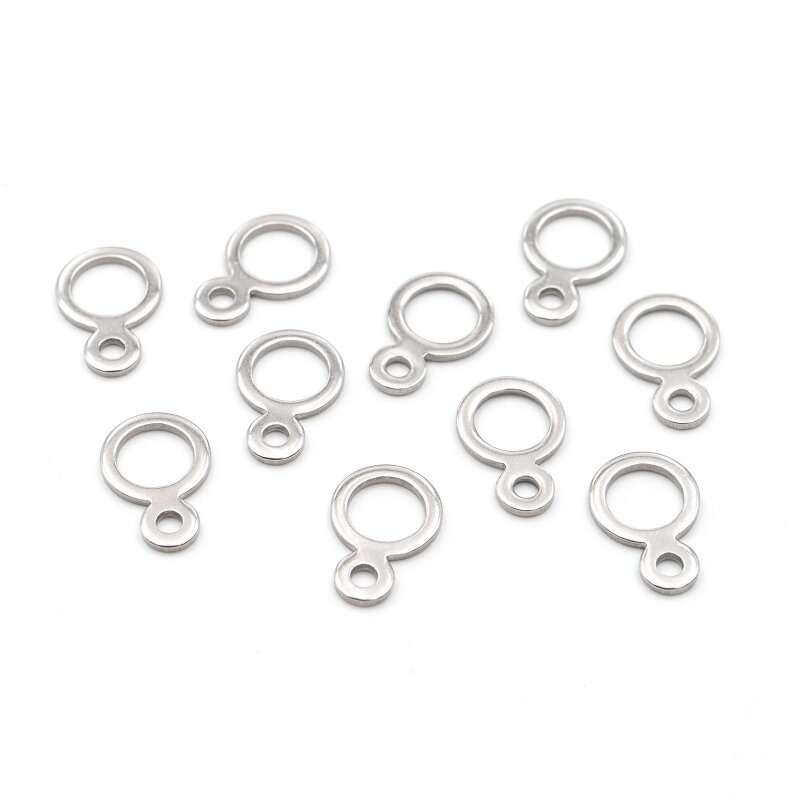 Anhänger rund Edelstahl 304 Verbinder 9,5 mm silberfarben | 10 Stk.
