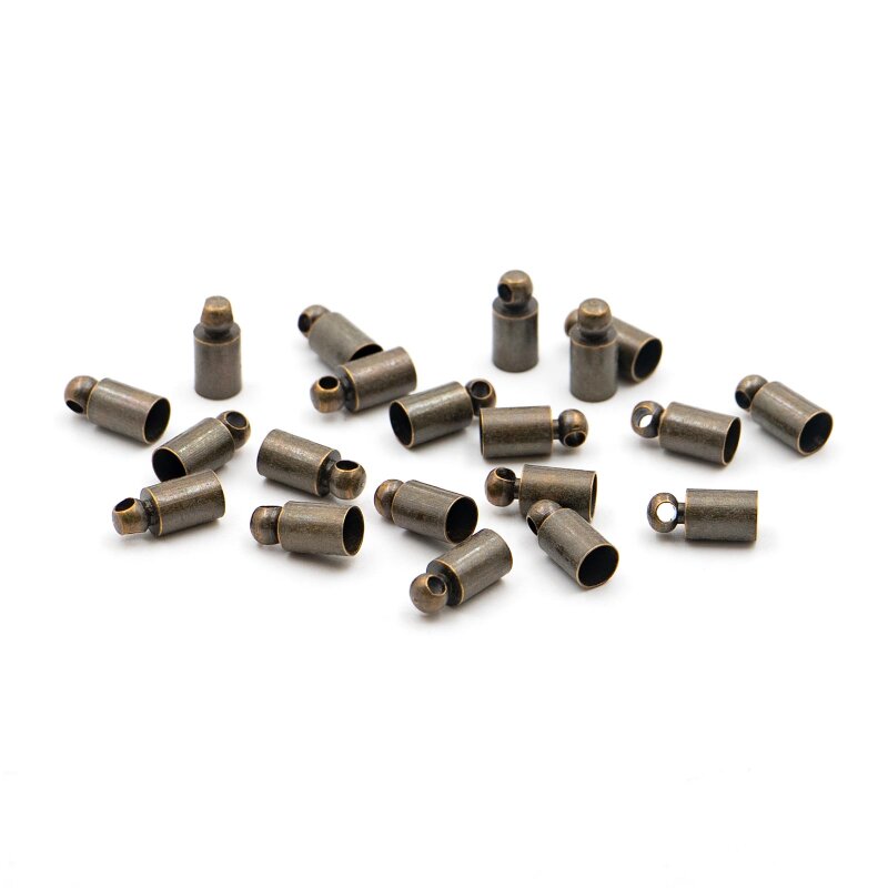 Endkappen Messing antik Bronze für 3 mm bis 3,5 mm Bänder 20 Stück