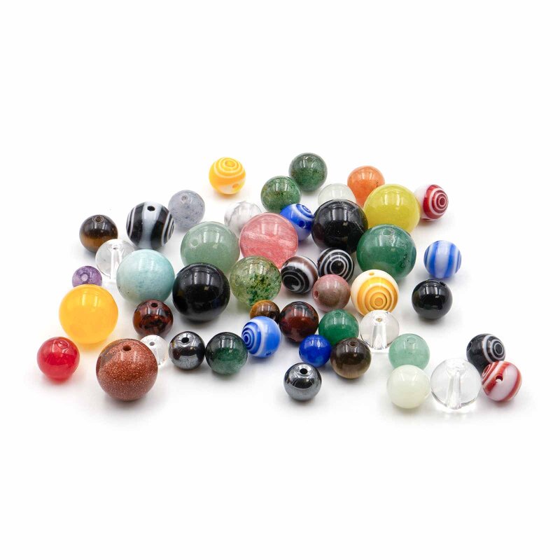 Mystery Bag bunte Edelsteine & Lampworkperlen Mix 6-12mm Bunt