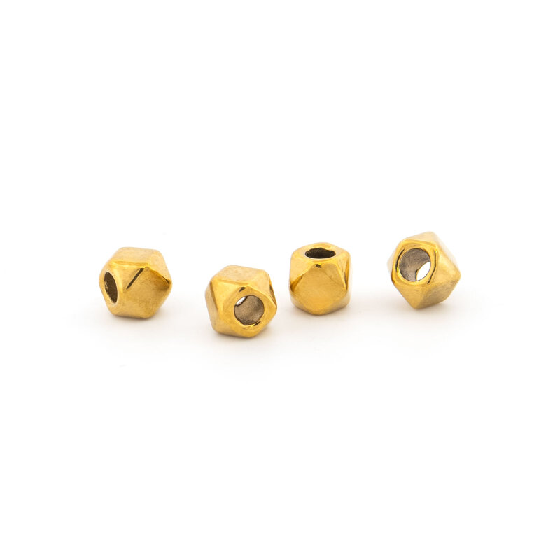 Zwischenperlen Polygon 4 mm Edelstahl 18K Ionenbeschichtung 4 Stück