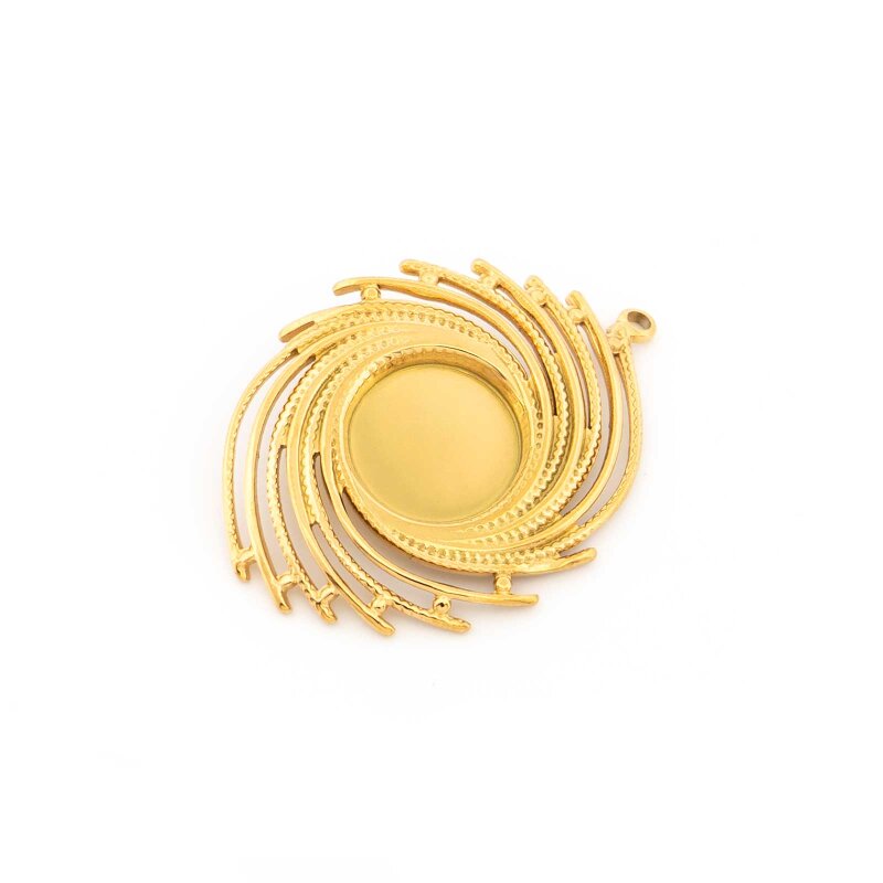 Fassung Spirale 304 Edelstahl 12 mm Cabochons mit 18 K Ionenbeschichtung
