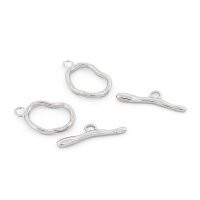 Knebelverschluss Edelstahl 304, platinfarben, 23 x 16 mm,...