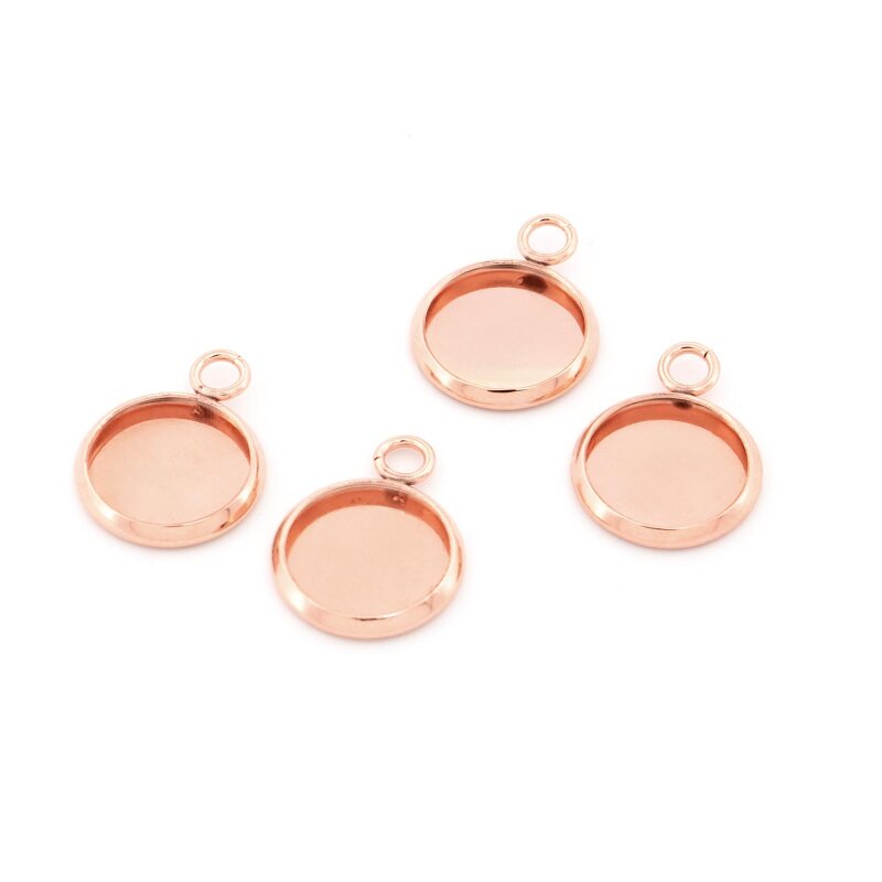 Edelstahl-Fassungen für 10 mm Cabochons in Roségold 4 Stück