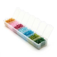 Rocailles Perlen 4 mm Set 7 Farben in Aufbewahrungsbox...