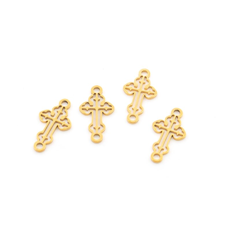 Kreuzverbinder Edelstahl, 18K IP vergoldet, 16,5 x 9 mm, 4 Stück