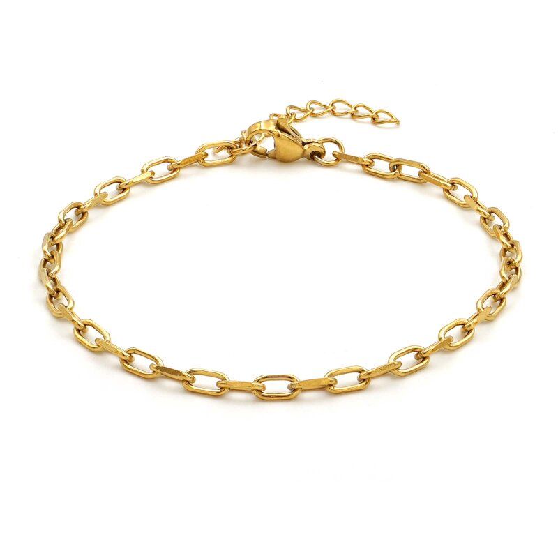 Paperclip Armband 304 Edelstahl IP Gold 16 cm plus 2,5 cm Verlängerung