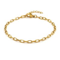 Paperclip Armband 304 Edelstahl IP Gold 16 cm plus 2,5 cm...