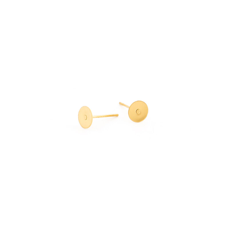 Ohrstecker mit Klebefläche 6 mm, Edelstahl 304, 18K IP vergoldet, 6 Stück