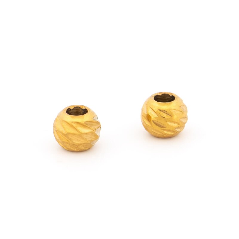 geriffelte Zwischenperle 5x4 mm aus 304 Edelstahl mit 18k Goldbeschichtung 2 Stück