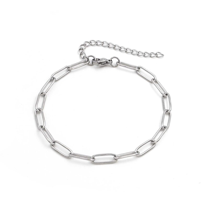 Paperclip Armband Edelstahl platinfarben 18 cm mit 5 cm Verlängerung 1 Stück