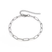 Paperclip Armband Edelstahl platinfarben 18 cm mit 5 cm...