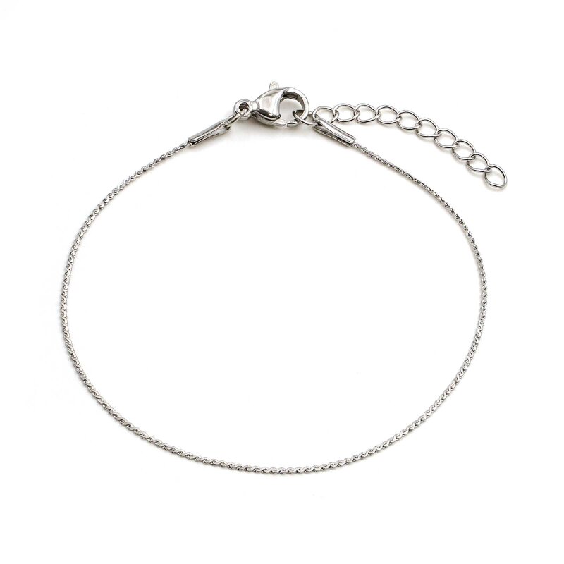 Armband Schlangenkette Edelstahl 17 cm platinfarben mit Verlängerung