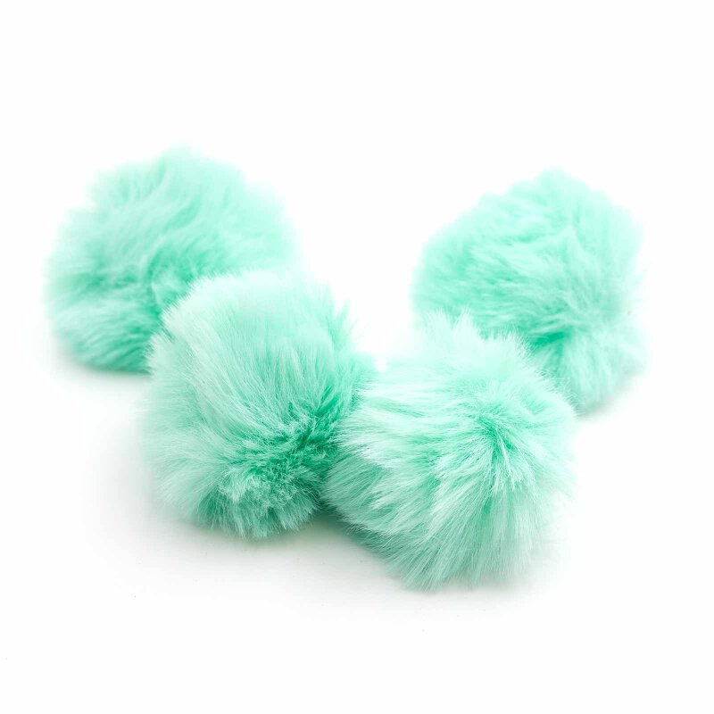 Bommel Anhänger Kunstfell in Mint 50-70 mm mit Gummischlaufe 4 Stück