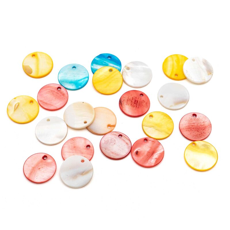 Perlmuttanhänger 20 mm rund im Farbmix Muschelplättchen 20 Stück