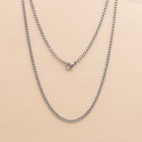 Panzerkette Edelstahl Halskette 75 cm in Platinfarben 2,5 mm