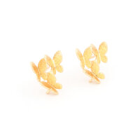 Schmetterling-Ohrstecker Messing 18K vergoldet mit...