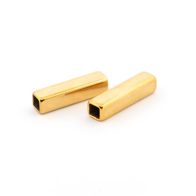 Rechteckige Röhrenperle 304 Edelstahl 18k vergoldet IP-Beschichtung 20 x 5 mm 2 Stück