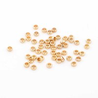 Quetschperlen 2mm 316 Edelstahl 18K vergoldet 50 Stück