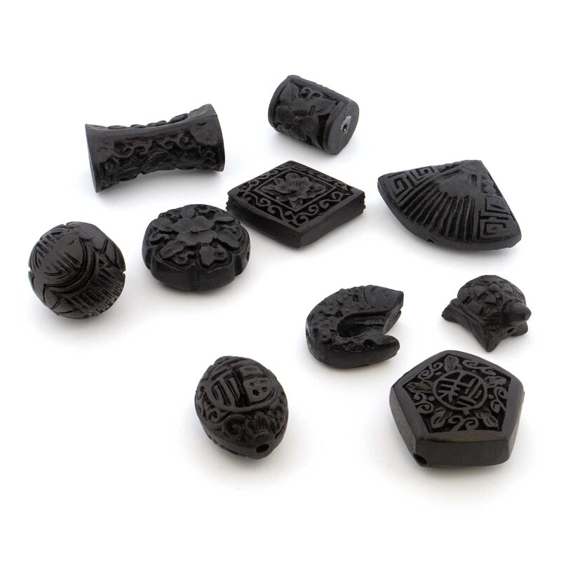 Mystery Bag Schwarze Lackperlen orientalisch, 10 Stück