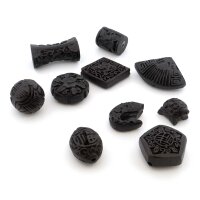 Mystery Bag Schwarze Lackperlen orientalisch, 10 Stück