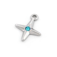 Sternanhänger aus 304 Edelstahl mit Zirkonia, 18 mm,...